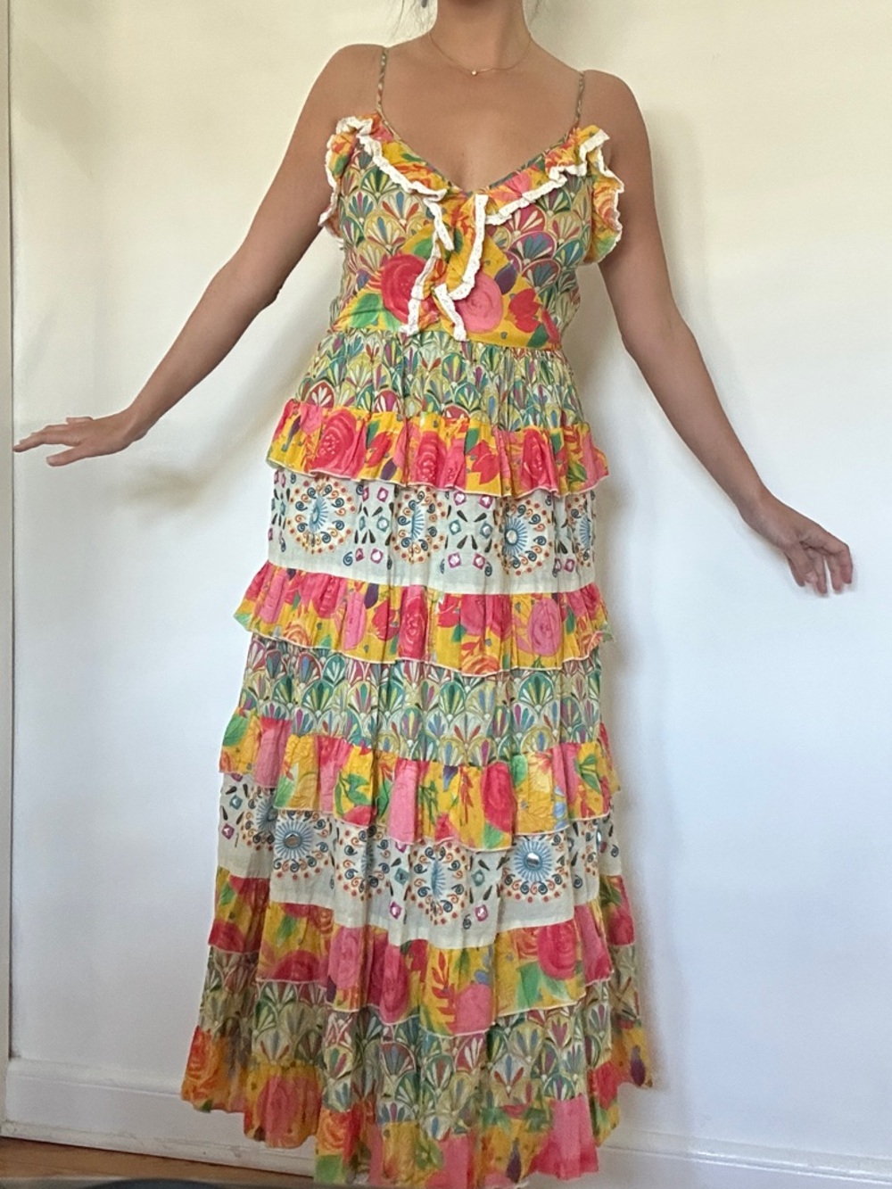 Philosophy Multicolor Floral Tiered Maxi Dress